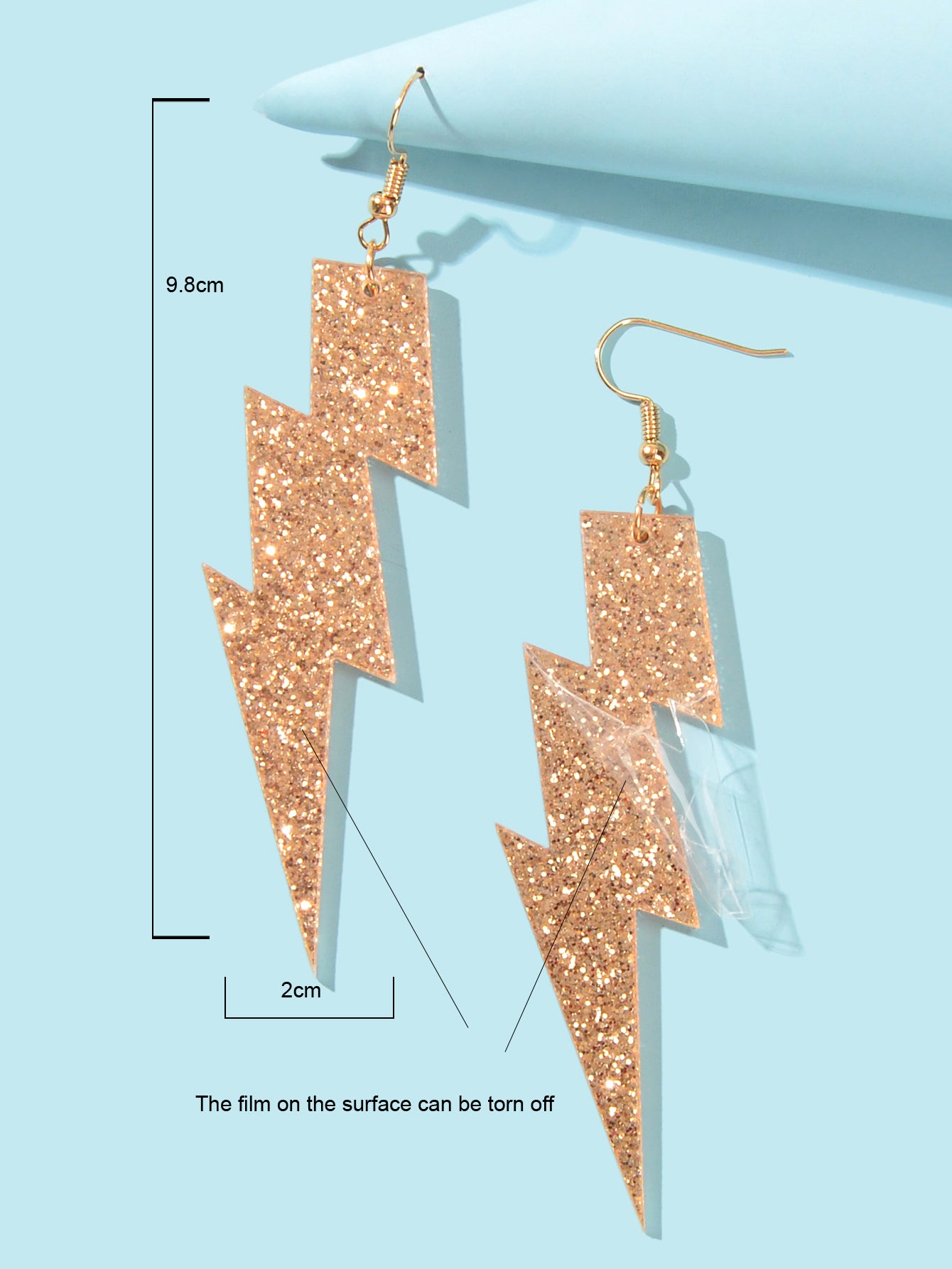 Sparkling Retro Party Acrylic Exaggerated Women Lightning Bolt Dangle Earrings