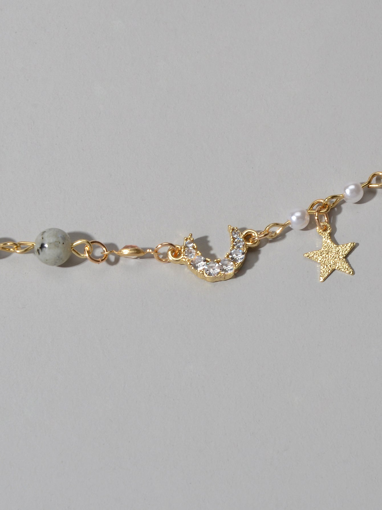 Luxurious Jewellery Party Wear Gold Chain Rhinestone Star Moon Charm Bracelet