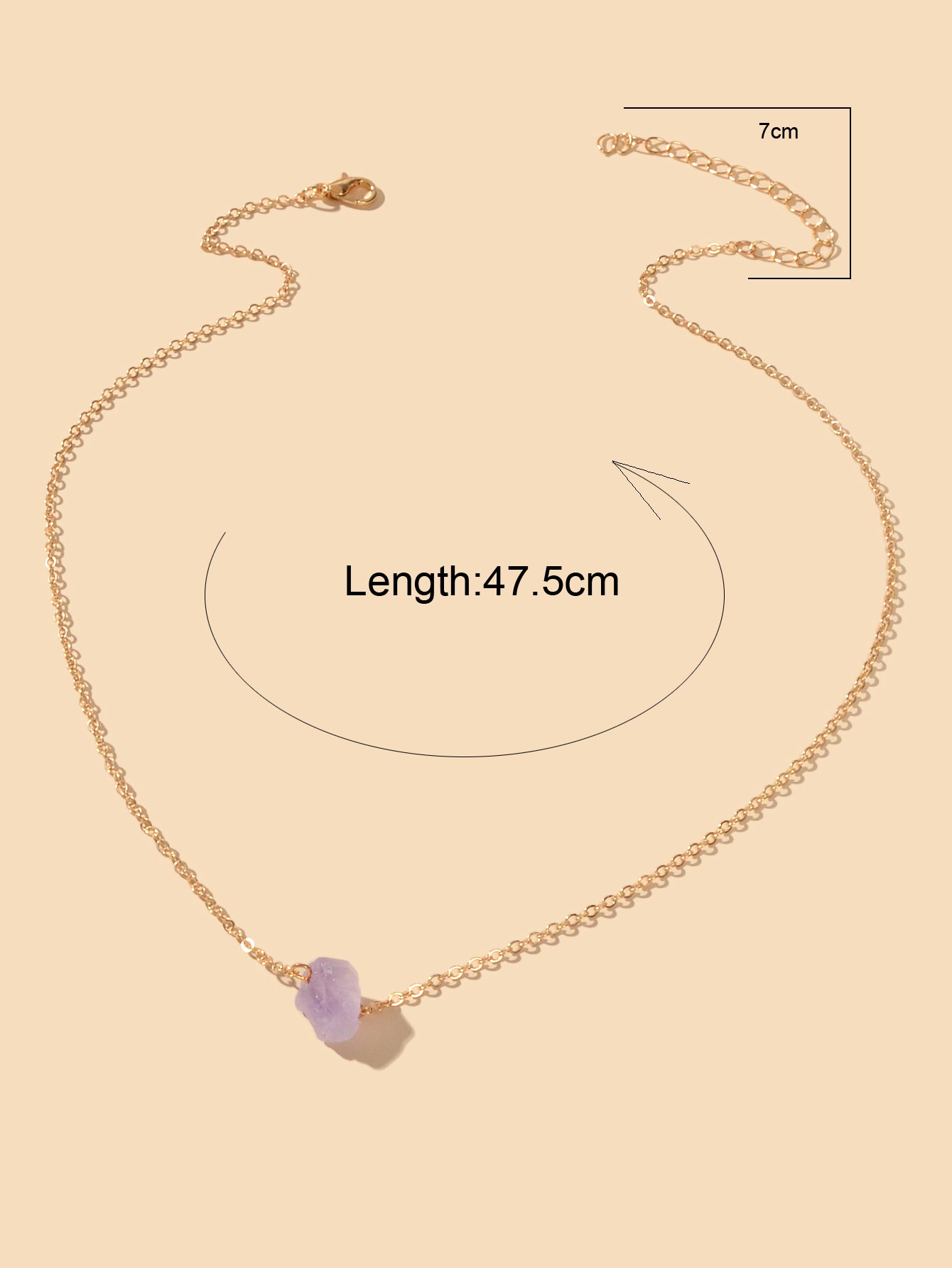 Gold Chain Natural Geometric Stone Crystal Charm Necklace Teens Collar Jewellery