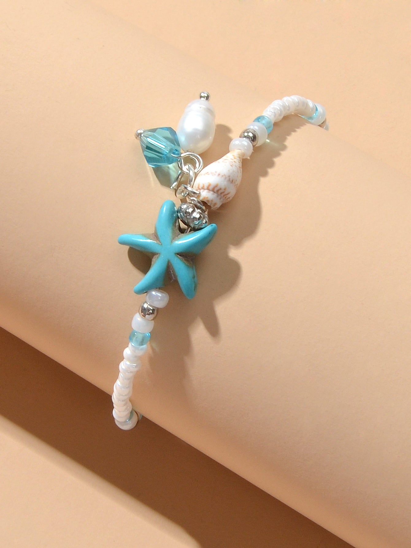 Ocean Style Conch Shell Starfish Seed Beads Turquoise Anklet Sea Beach Jewellery