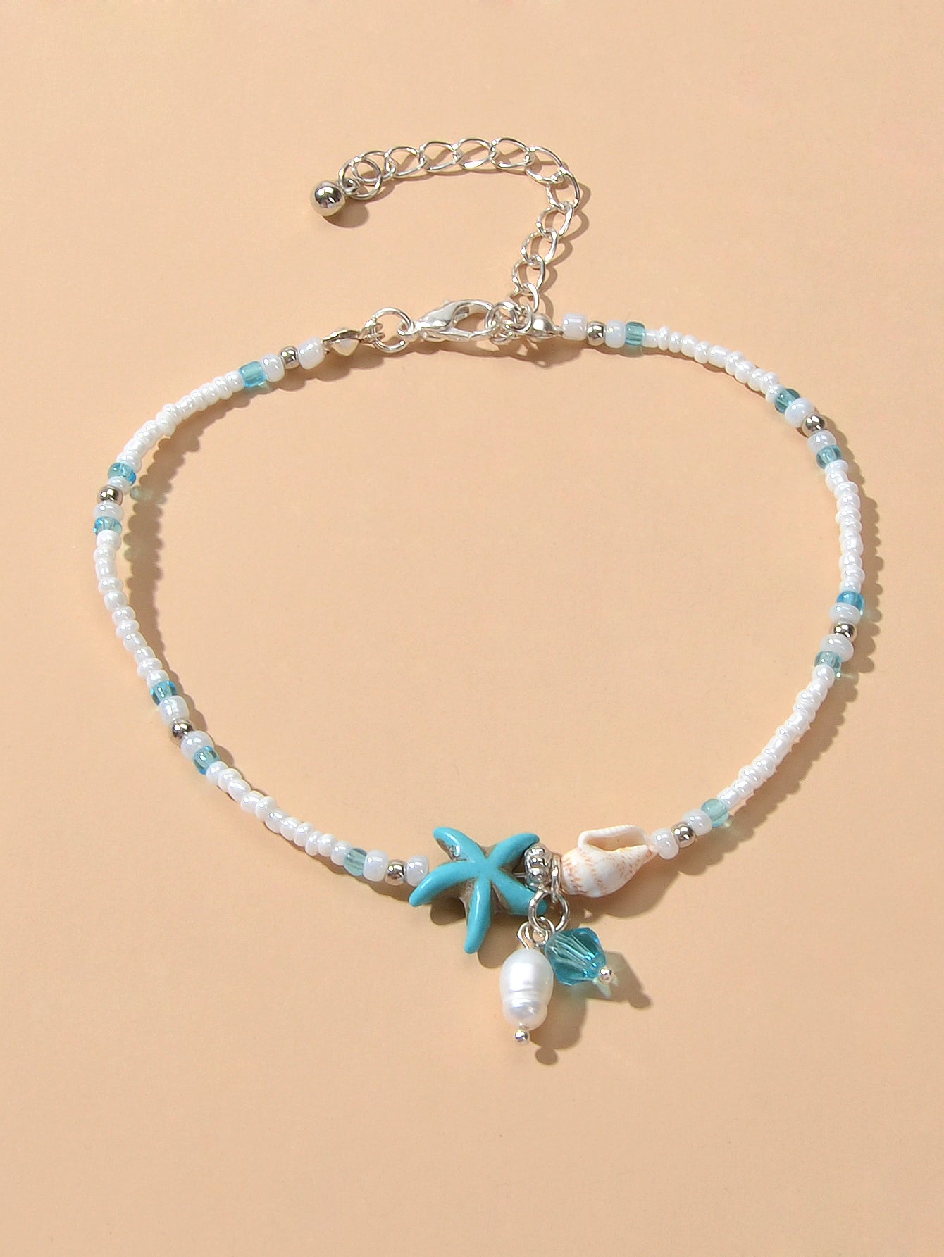 Ocean Style Conch Shell Starfish Seed Beads Turquoise Anklet Sea Beach Jewellery