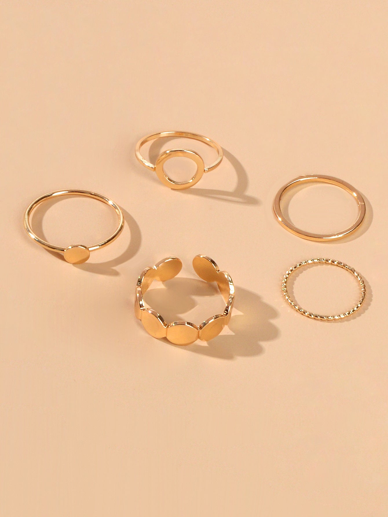 5 pcs Minimalist Jewellery Gold Silver Metal Geometric Midi Finger Knuckle Ring