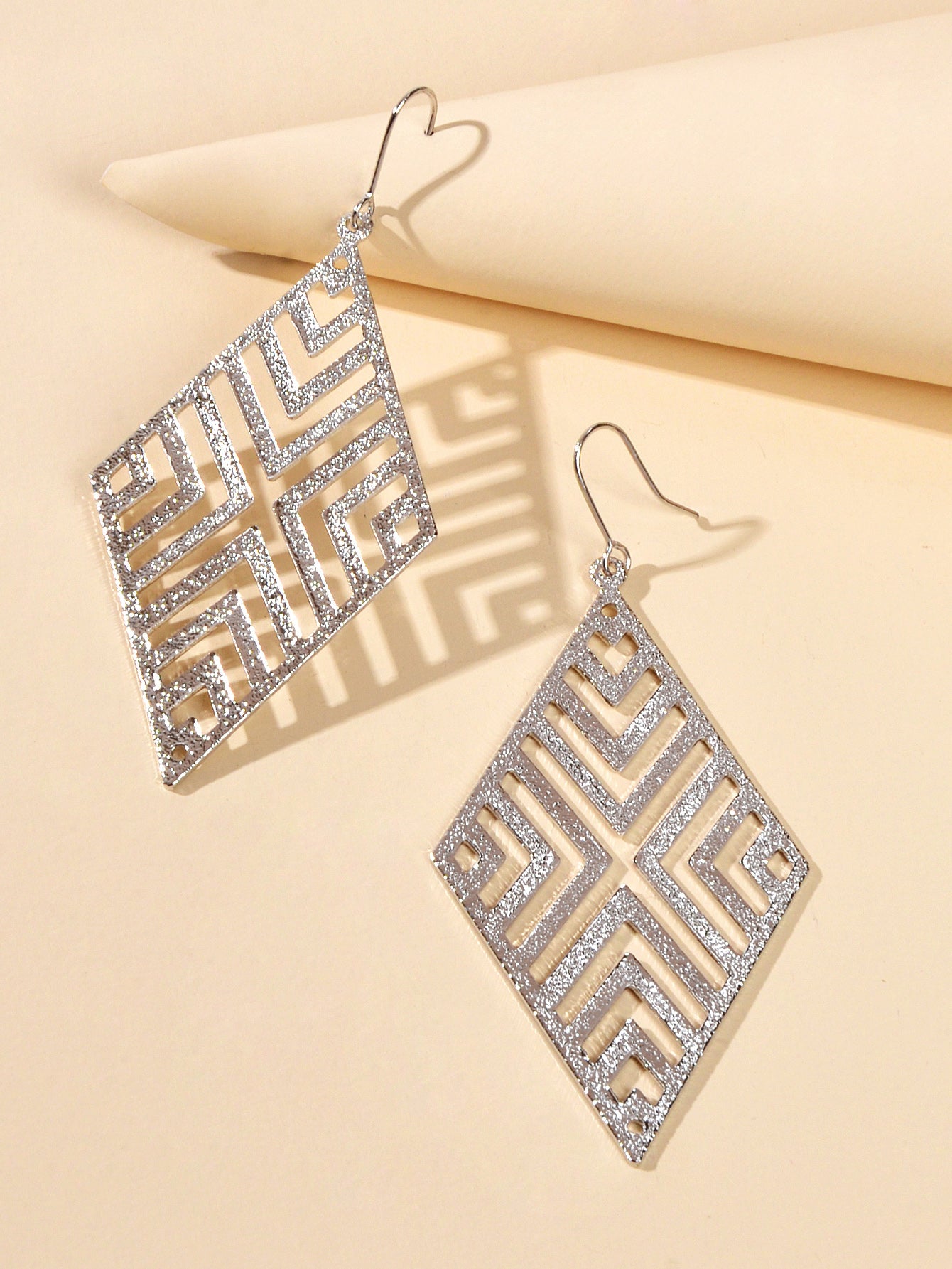 Hollow out Geometric Rhombus Drop Earrings Chic Ear Hook Boutique Jewellery