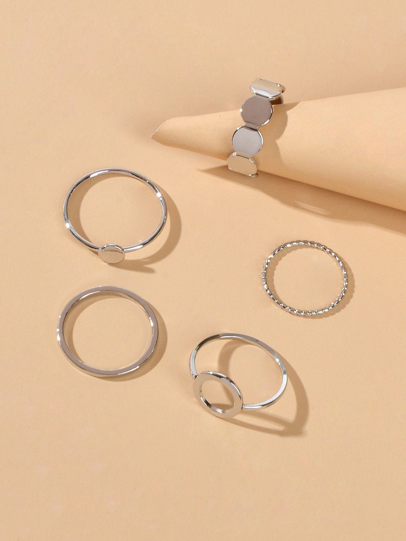 5 pcs Minimalist Jewellery Gold Silver Metal Geometric Midi Finger Knuckle Ring