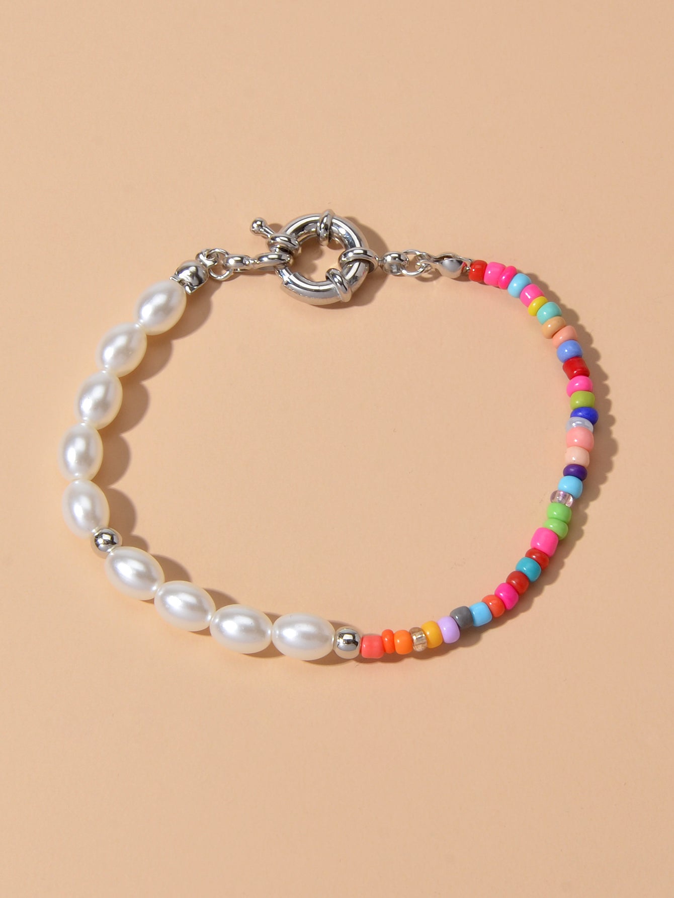 Colorful Bead Faux Pearl Handmade Bracelet Women Boho Chic Seed Beads Jewellery