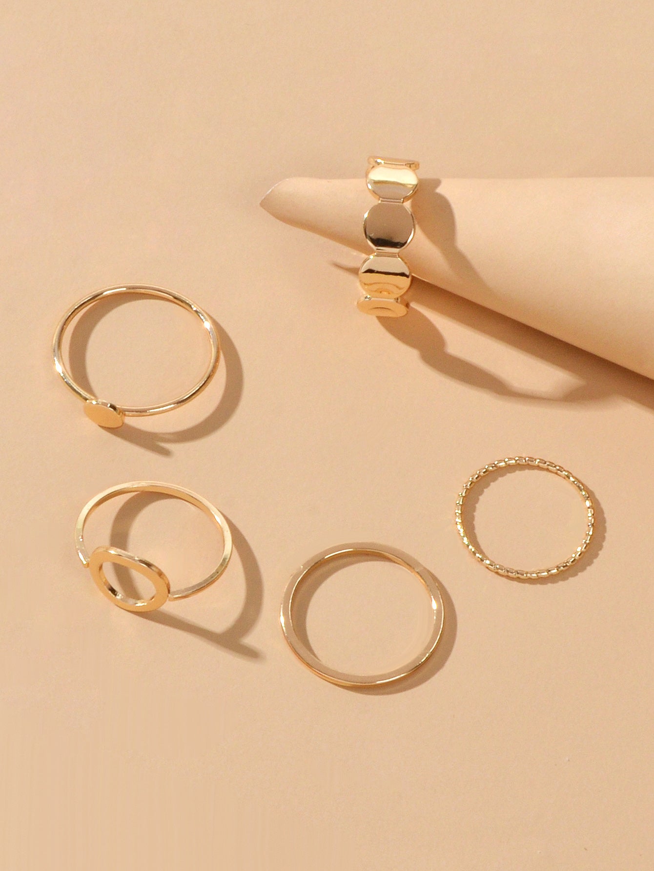 5 pcs Minimalist Jewellery Gold Silver Metal Geometric Midi Finger Knuckle Ring