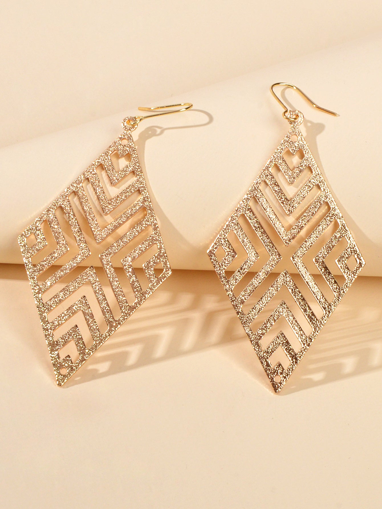 Hollow out Geometric Rhombus Drop Earrings Chic Ear Hook Boutique Jewellery