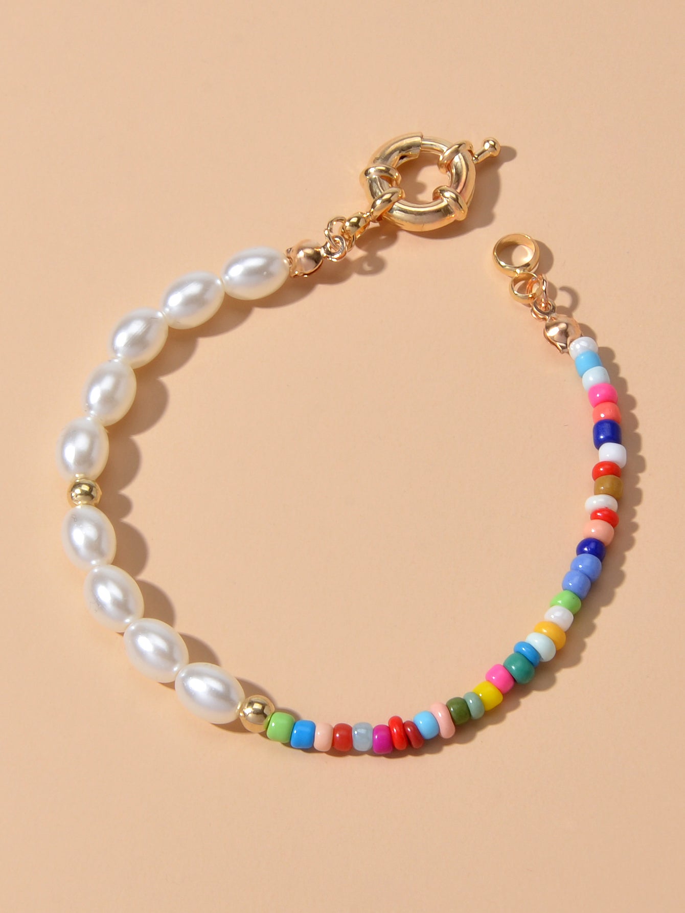 Colorful Bead Faux Pearl Handmade Bracelet Women Boho Chic Seed Beads Jewellery