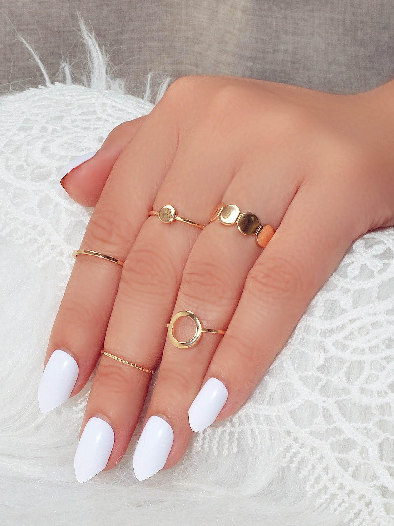 5 pcs Minimalist Jewellery Gold Silver Metal Geometric Midi Finger Knuckle Ring