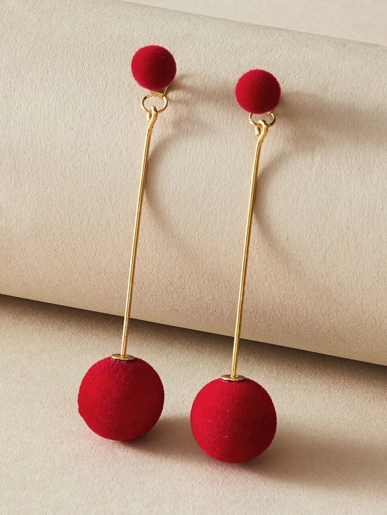 Feelontop Classic Stunning Red Round Ball Dangle Earrings Stud Blogger Jewellery