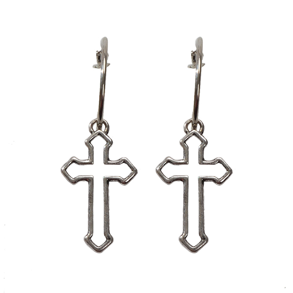 Punk Jewellery Silver Cross Statement Hoop Earrings Fashion Women Accessories