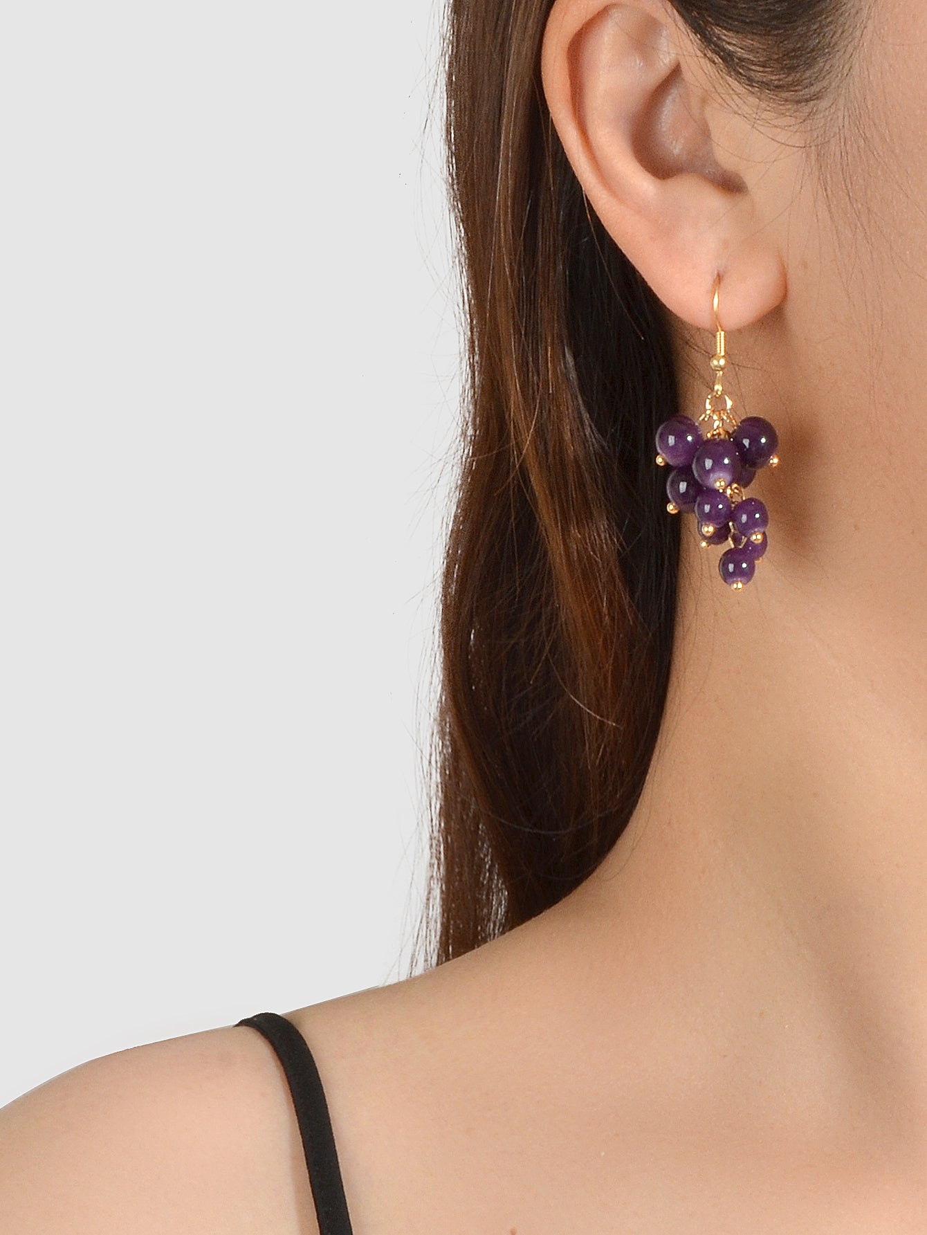 Drop Dangle Handmade Grape Cluster Earrings Colorful Cute Fruit Hook Eardrop