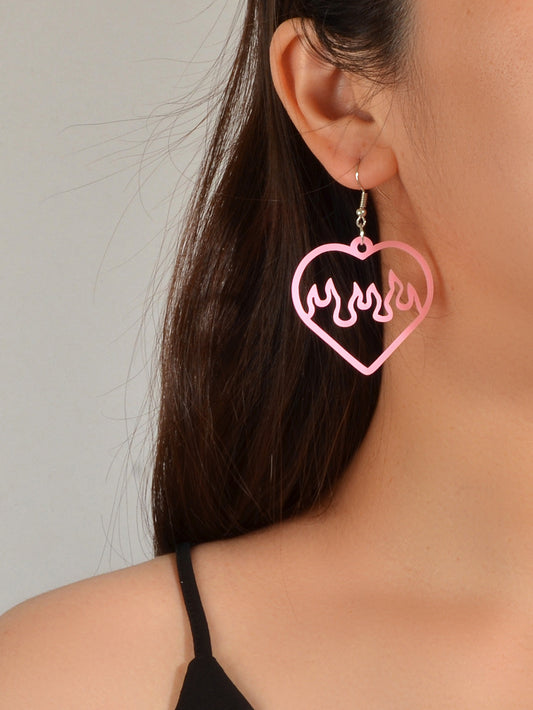 Feelontop Acrylic Hollow Love Heart Drop Earrings Party Women Gift Accessories