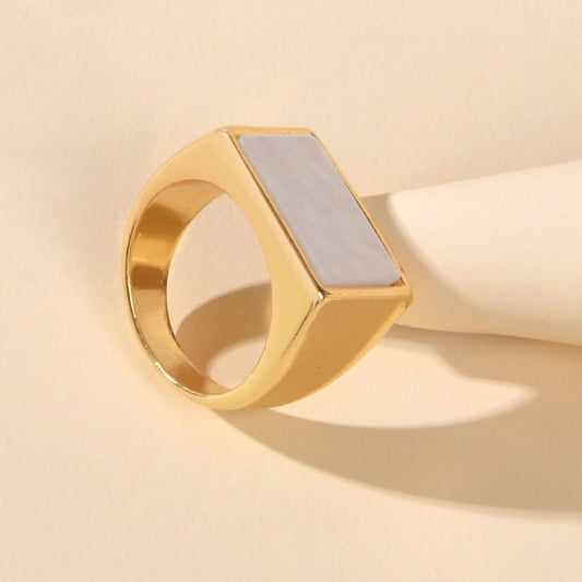 Textured Jewellery Square White Punk Gold Finger Ring Fashion Women Accessories