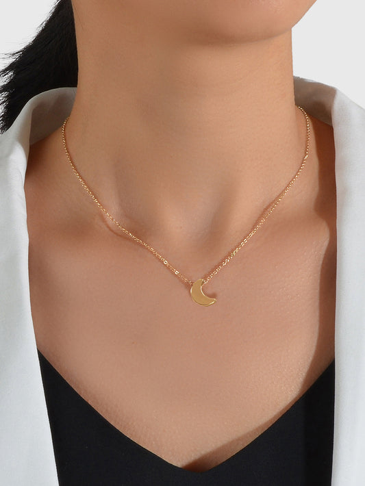 90s Gold Silver Color Chain With Tiny Moon Charm Necklace Jewellery Gifts Choker