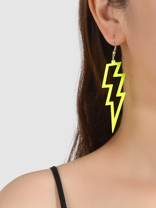 Lightning Bolt Statement Dangle Earrings Retro Punk Hippie Fluro Neon Jewellery