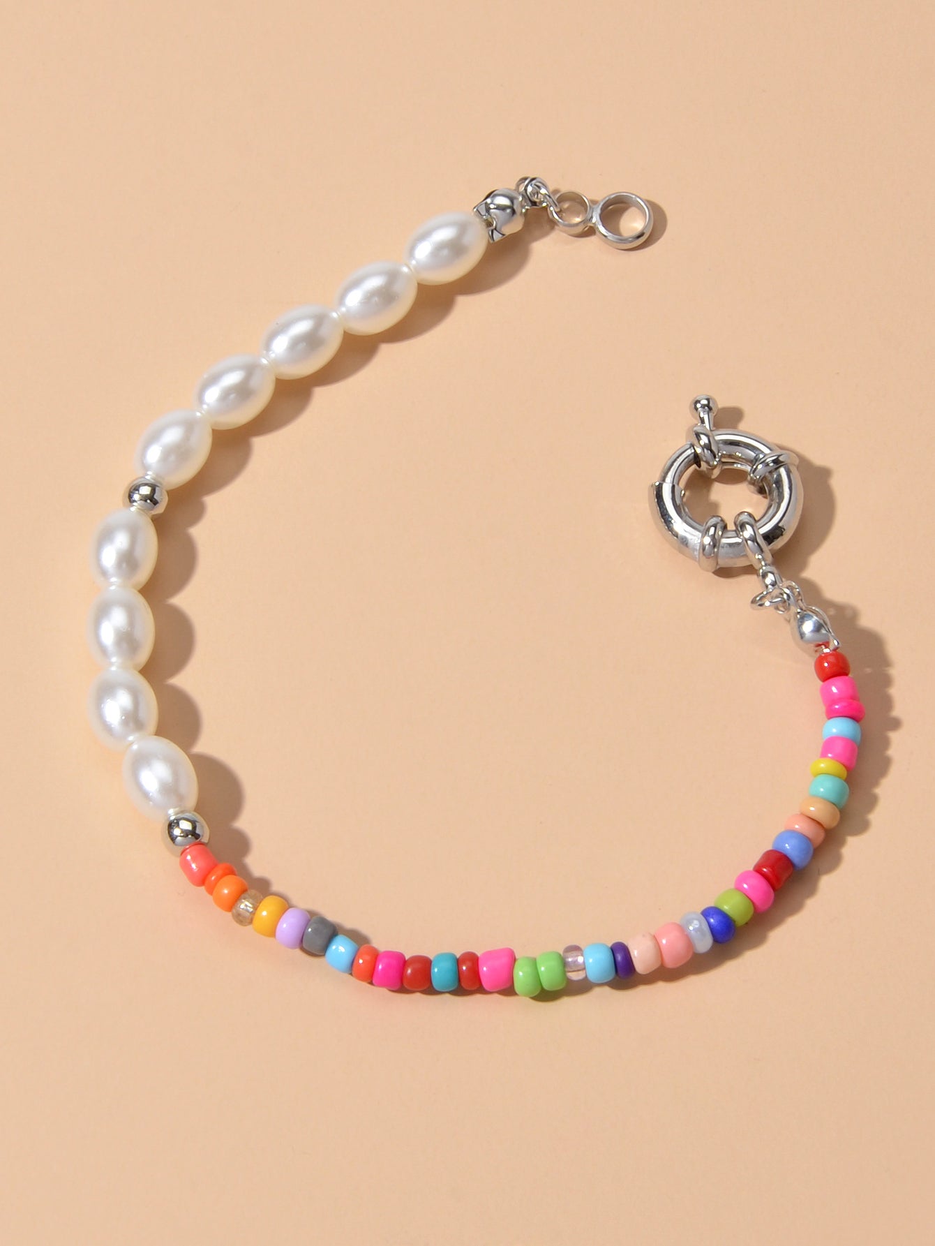 Colorful Bead Faux Pearl Handmade Bracelet Women Boho Chic Seed Beads Jewellery