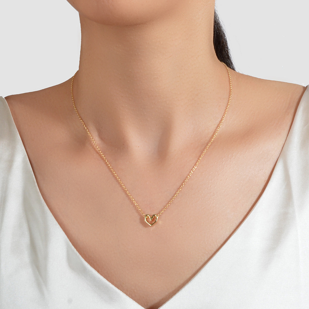 Gold Silver Simple Love Heart Charm Necklace Minimalist Wedding Party Jewellery