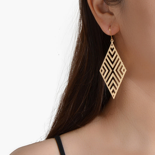 Hollow out Geometric Rhombus Drop Earrings Chic Ear Hook Boutique Jewellery