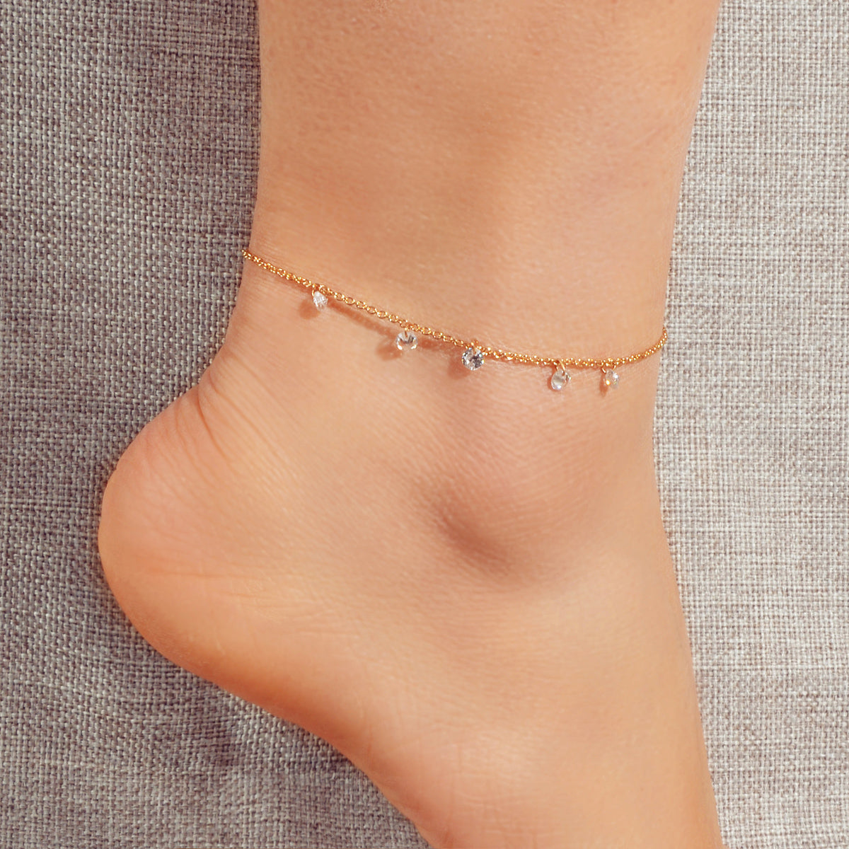 Foot Beach Jewelry Gold Chain Transparent Beads Charm Anklet Bracelet Girls Gift