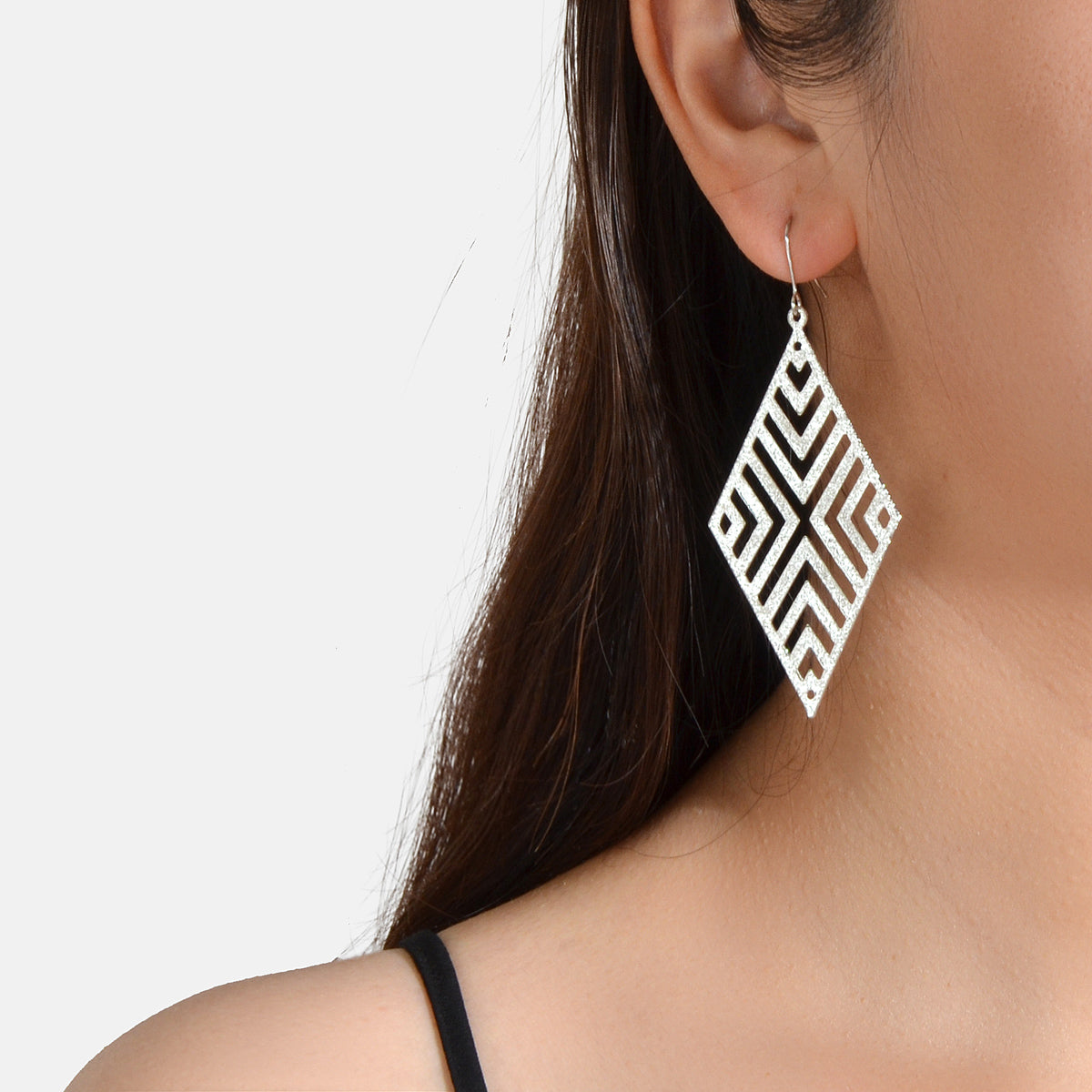 Hollow out Geometric Rhombus Drop Earrings Chic Ear Hook Boutique Jewellery