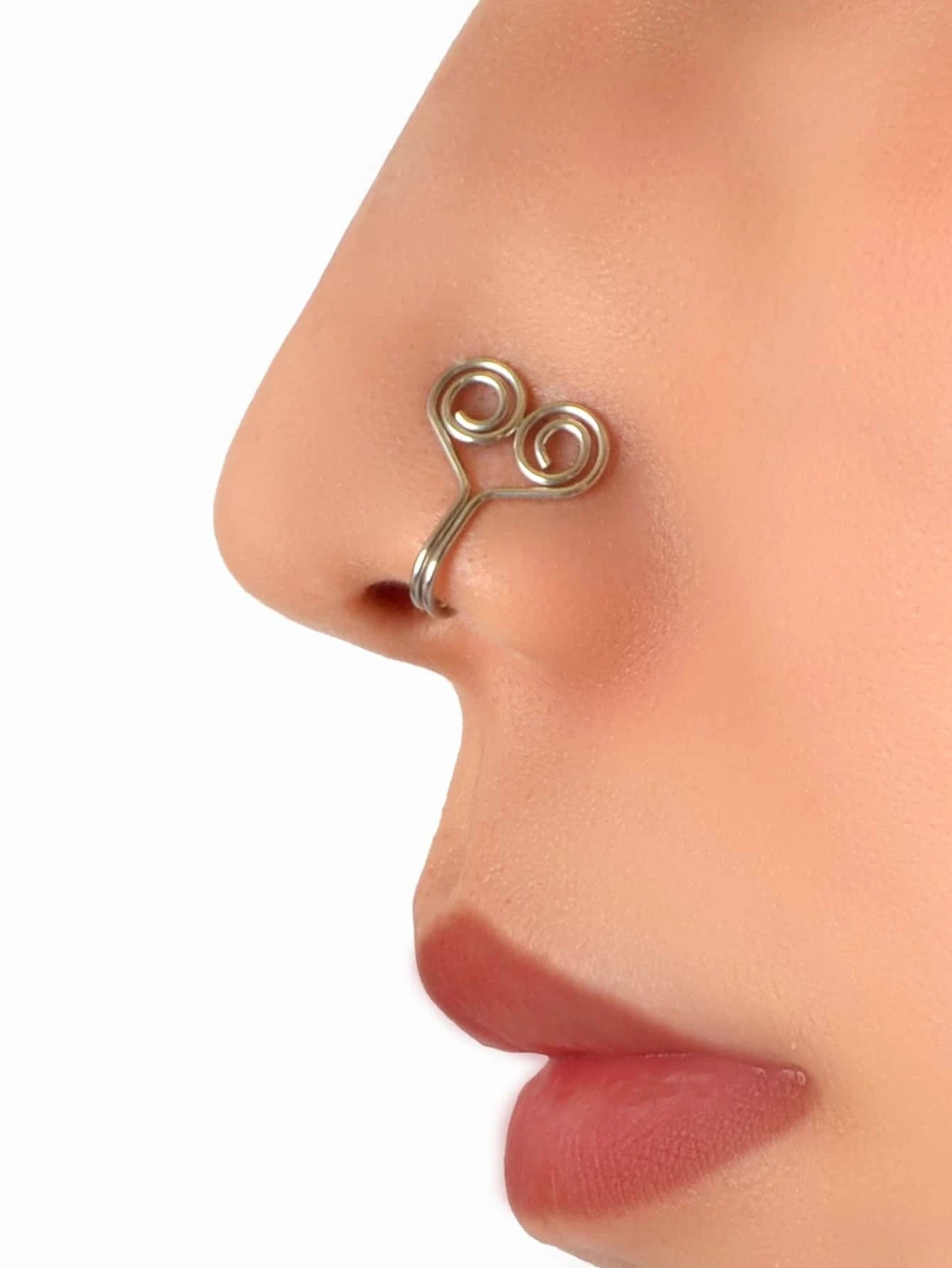 Heart Stainless Steel Clip On Nose Ring Lip Ear Body Non Piercing Jewellery Gift