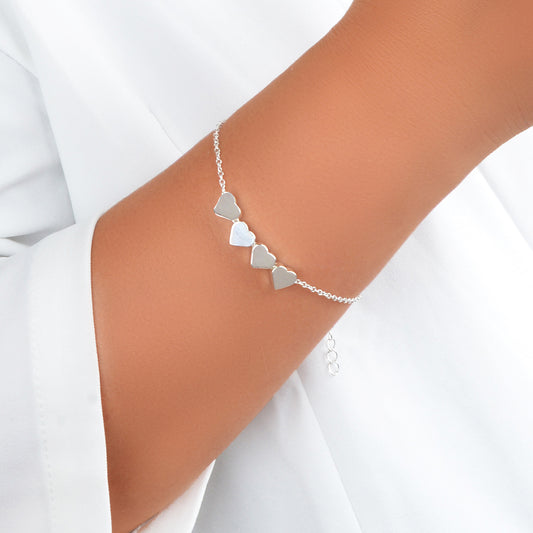 Nice Collection Minimalist Style Silver Chain Heart Charm Basic Women Bracelets