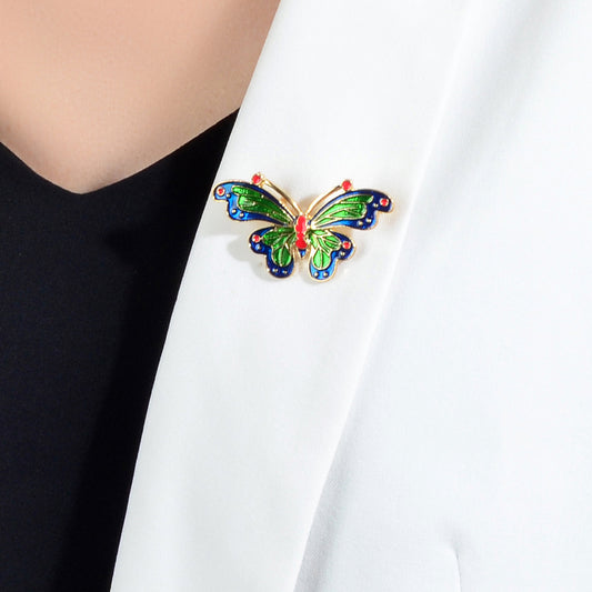 Beautiful Green Butterfly Pins Brooches Insect Safety Pin Lapel For Coat Scarf