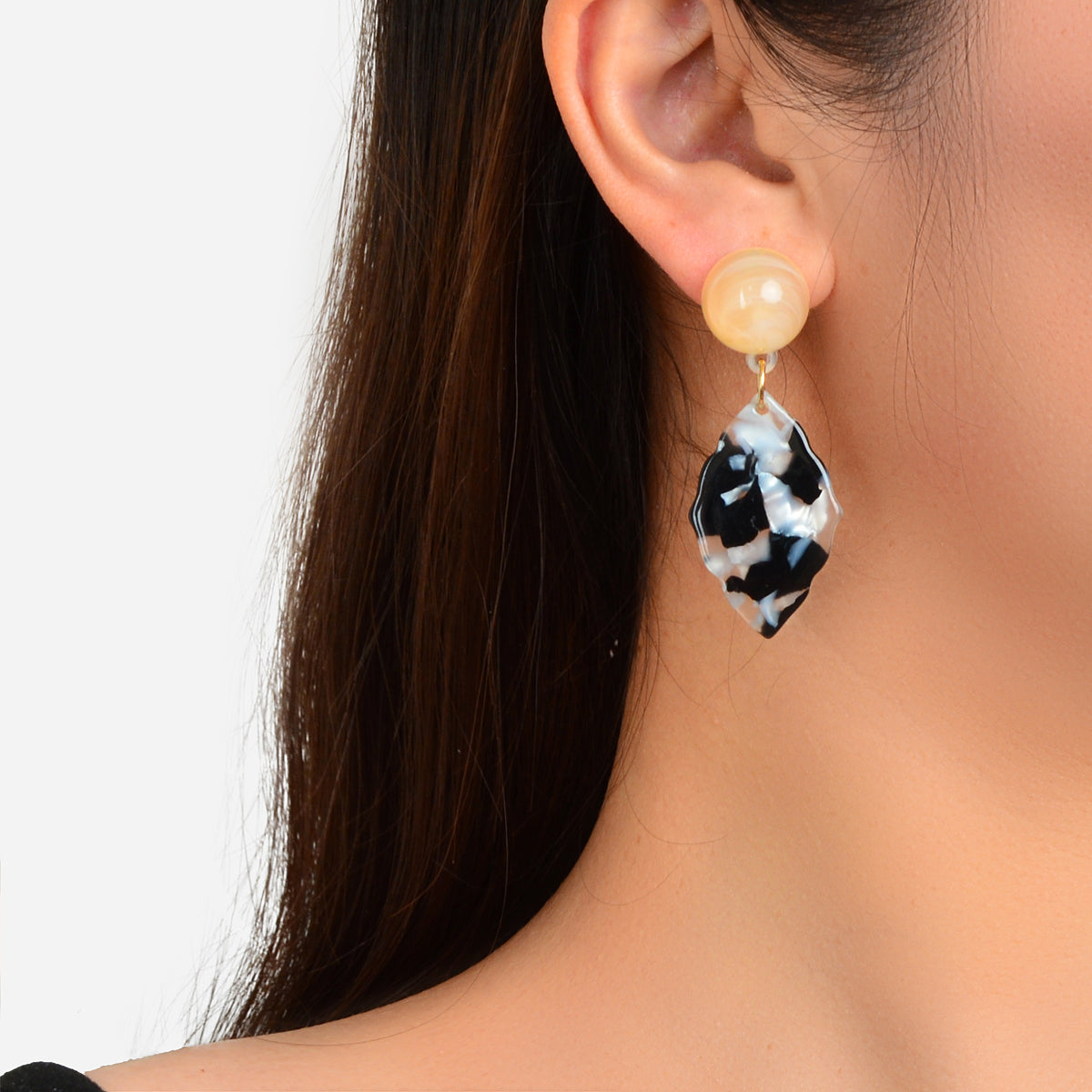 Acrylic Geometric Statement Earrings - Mottled Resin Lightweight Dangle Earrings for Party or Vacation