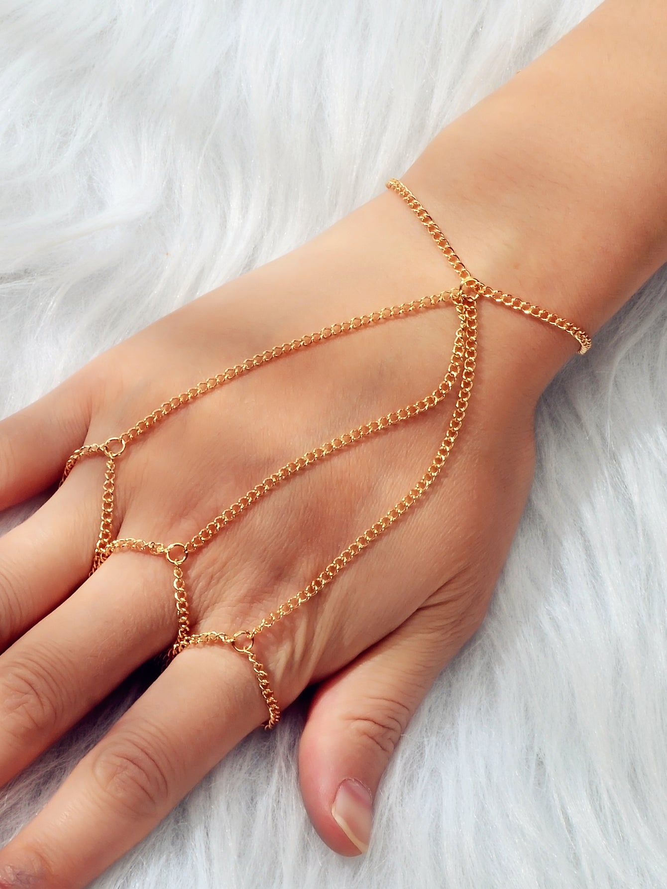 Body Jewellery Gold Chain with Finger Unique Boho Chic Slave Bracelets for Women