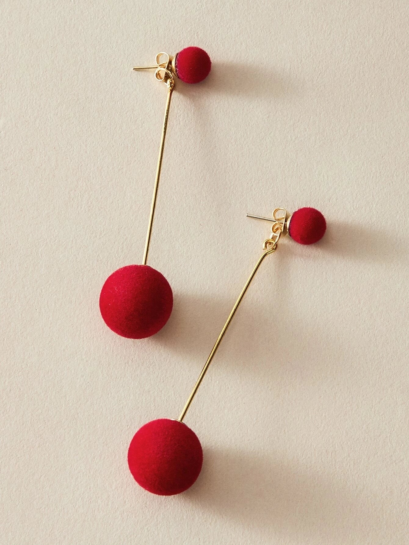 Feelontop Classic Stunning Red Round Ball Dangle Earrings Stud Blogger Jewellery