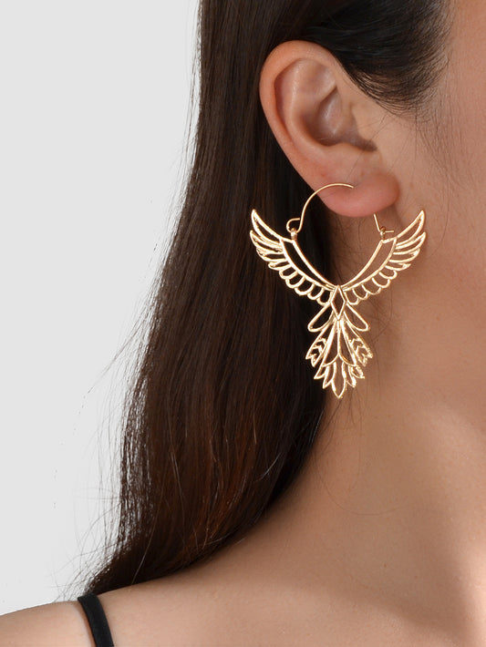 Statement Gold Hollow out Wing Big Dangle Hoop Earrings Women Party Decoration