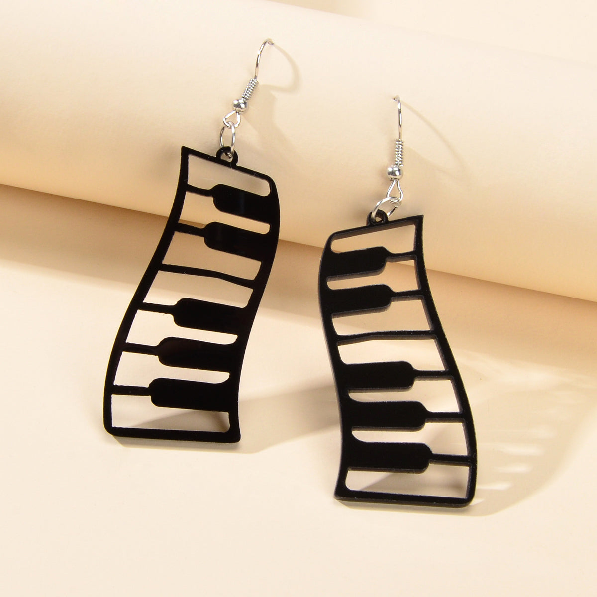 Designer Jewellery Black Resin Piano Keyboard Drop Dangle Statement Earrings