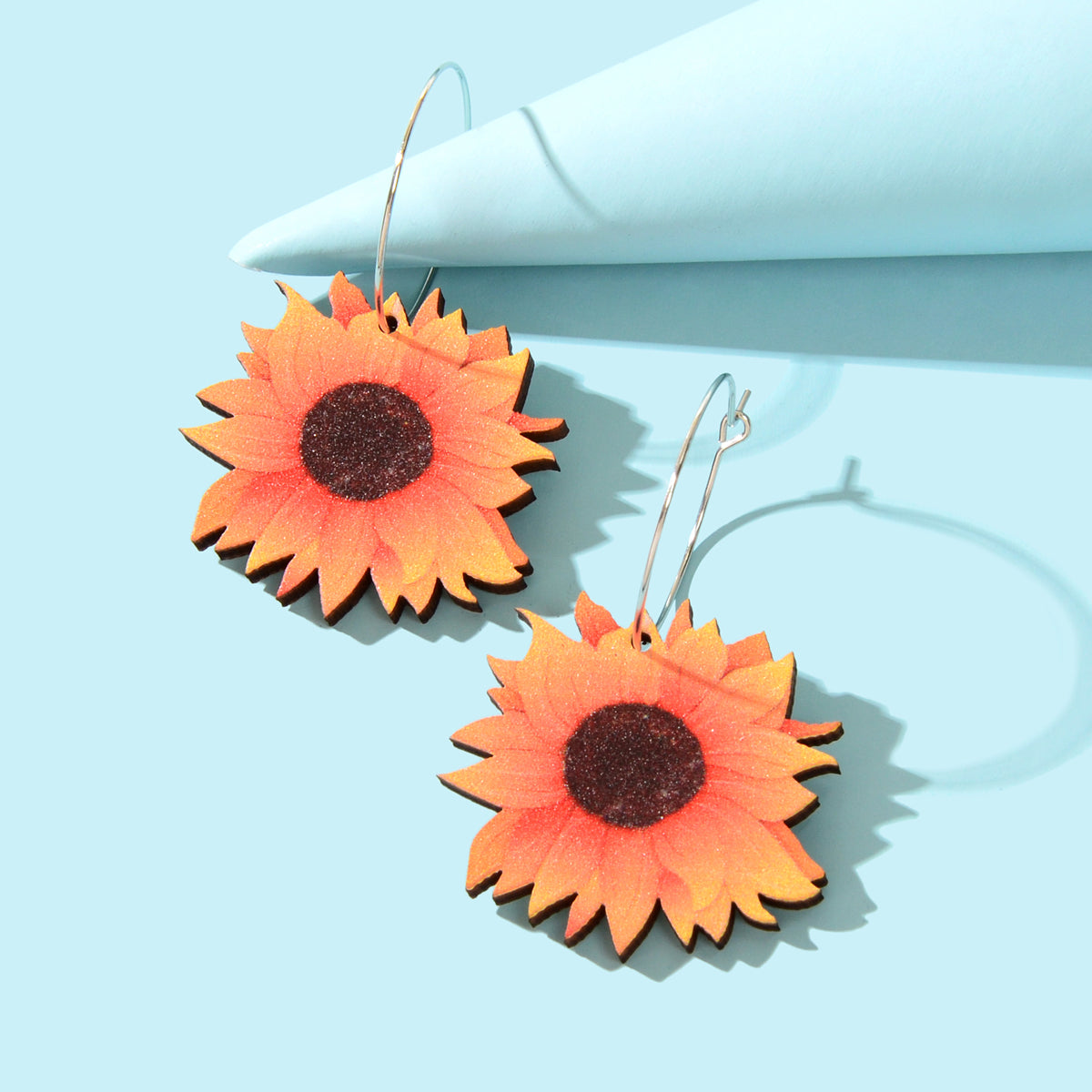 Colourful Sunflower Earrings Bohemian Summer Trendy Wooden Daisy Flower Jewelry