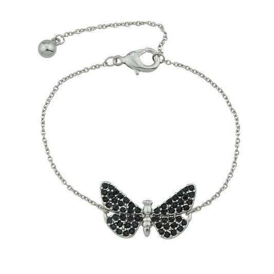 Designer Jewellery Silver Chain Black Beads Butterfly Bracelet Fashion Bangle