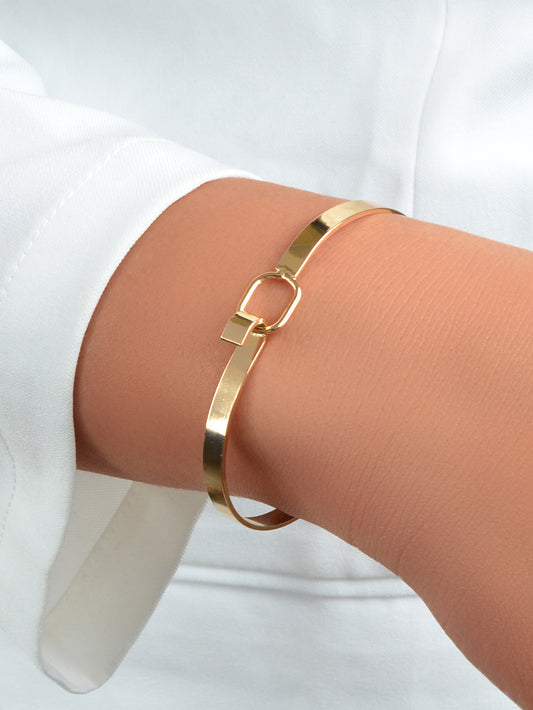 HipHop Jewelry Gold Metal Minimalist Geometric Bracelet Golden Bangle Collection