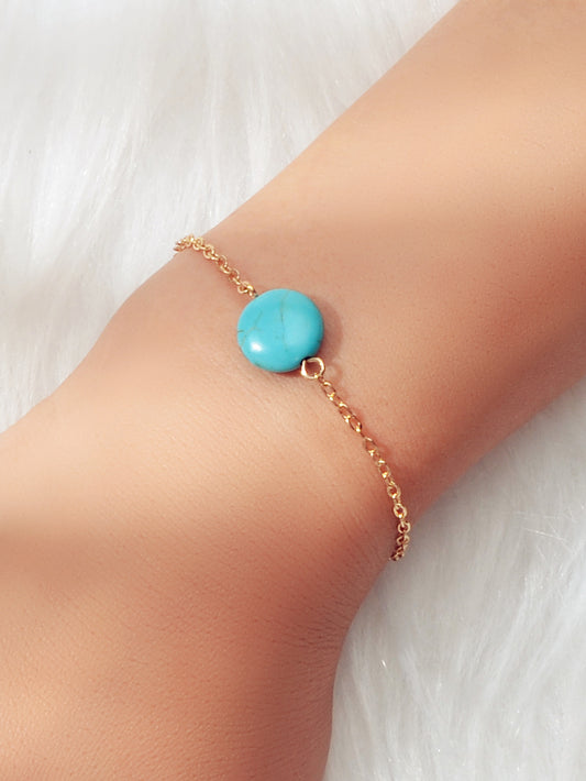 Indian Ethnic Jewelry Gold Silver Chain Turquoise Bracelet Bohemian Accessories