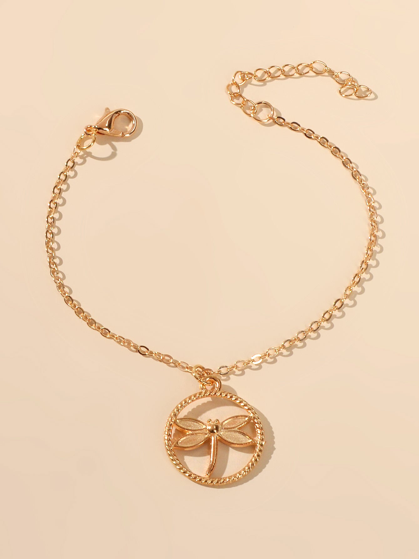 Ladies Jewellery Gold Silver Chain Circle Dragonfly Charm Friendship Bracelet