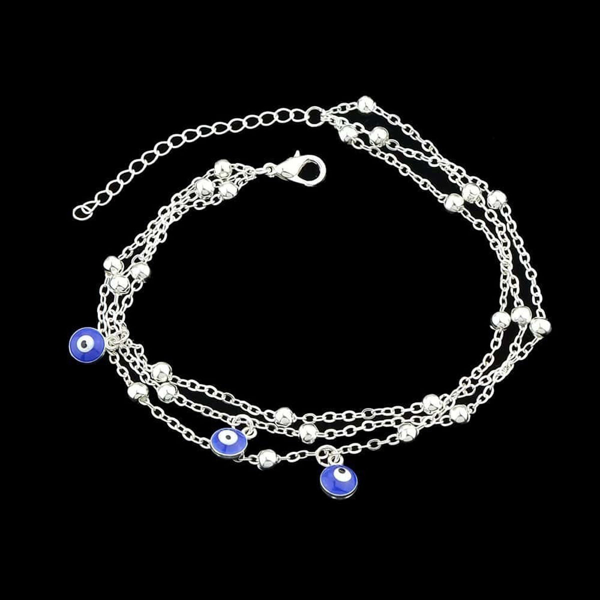 Eye Charm Beads Anklet Adjustable Beach Layered Ankle Gold Foot Chain Jewellery