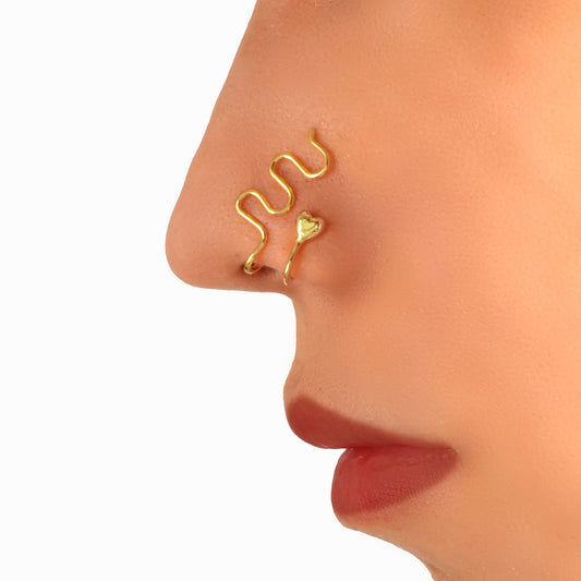 2 pcs Fake Nose Ring Hoop Nose Cuff Non Piercing Nose Ring Fake Piercing Jewelry