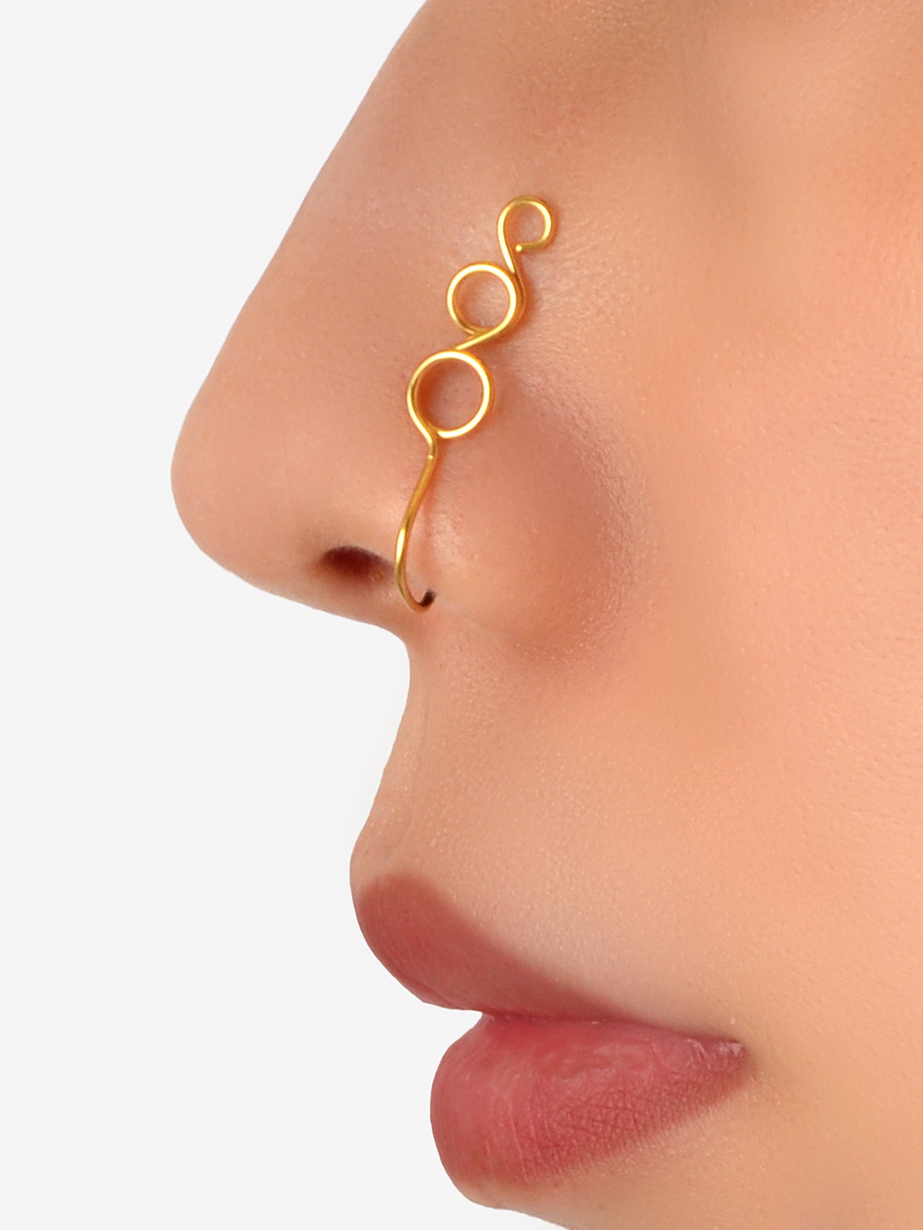 1 pc Faux Lip Ear Nose Gold Silver Twisted Non Piercing Clip On Nose Hoop Rings