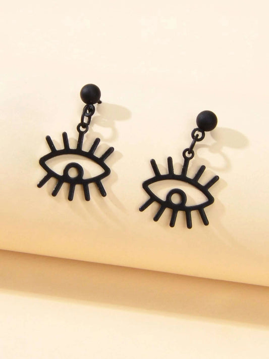 Punk Minimalist Jewellery Black Eye Drop Dangle Earrings Women Girls Accessories