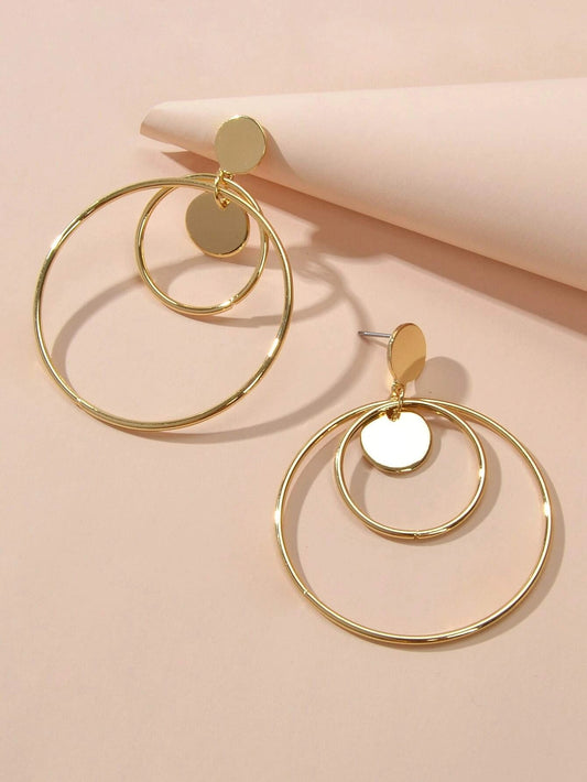 Fashion Gold Silver Circle Disc Charm Dangle Hoop Earrings Stunning Accessories