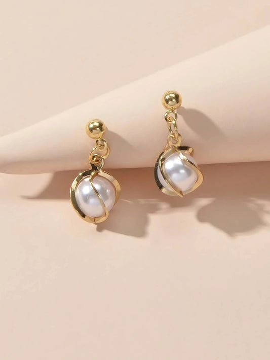 AU Local Jewellery Pearl Decor Gold Drop Earrings Wholesale Price Accessories