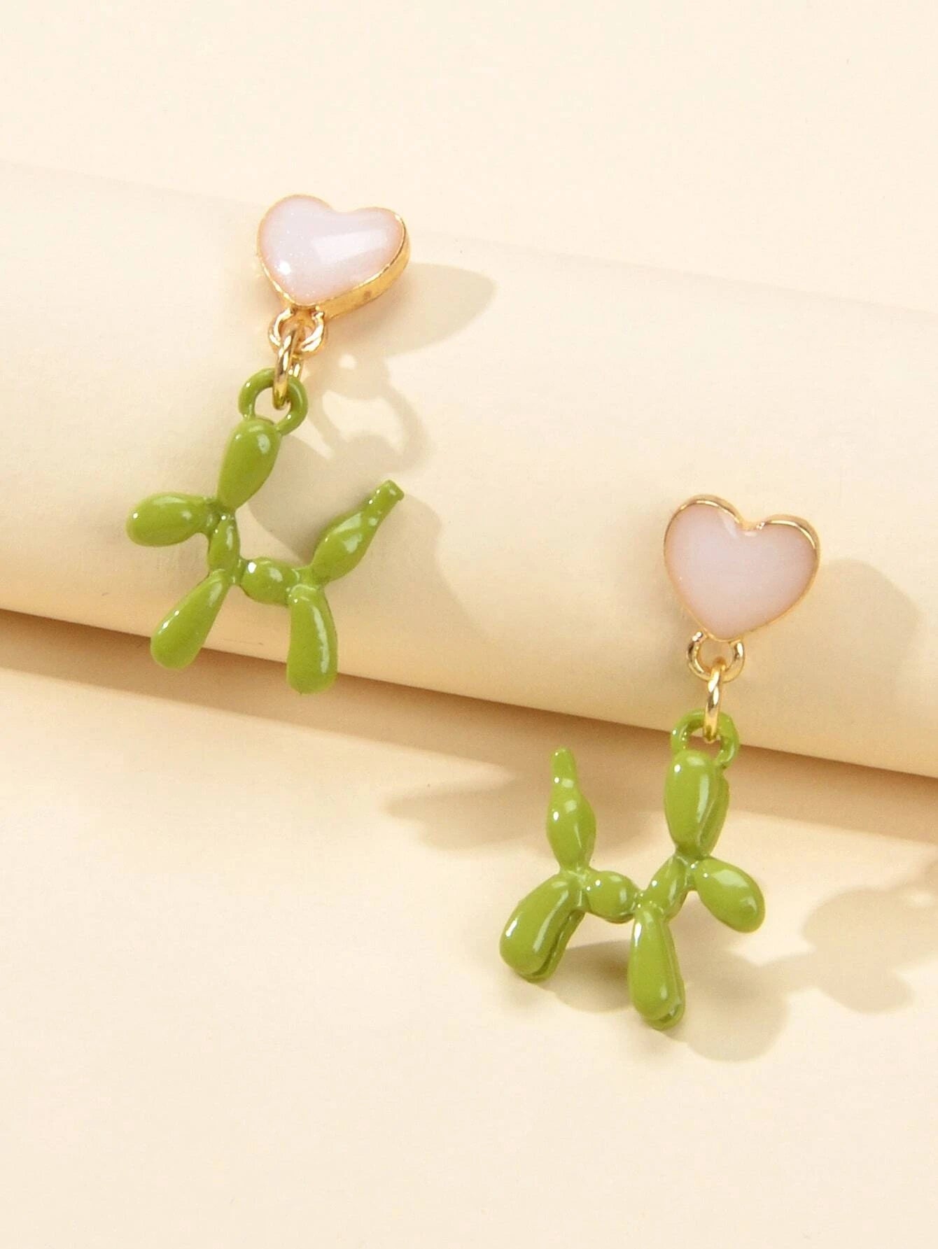 Lovely Jewellery Heart Green Dog Dangle Earrings Wholesale Price Cartoons Gift