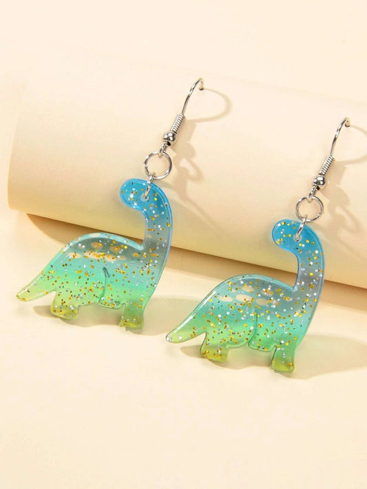 AU Post Lovely Jewelry Green Acrylic Dinosaur Drop Statement Earrings for Women