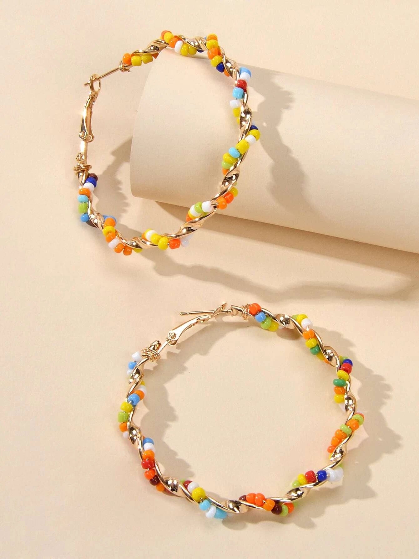 Bohemian Jewellery Seed Beads Decor Handmade Big Hoop Earrings Tribal Ethnic