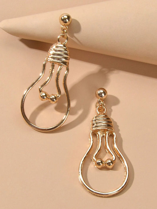 Punk Jewelry Gold Silver Metal Light Bulb Drop Statement Stunning Stud Earrings