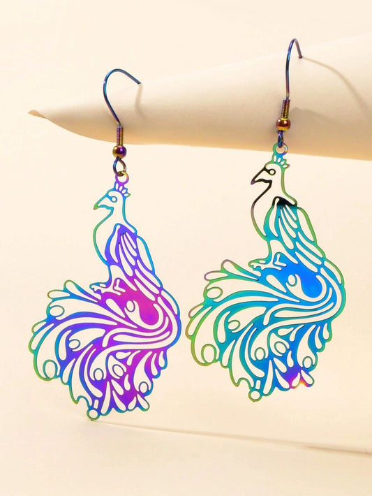 AU Stock Women Hollow out Colorful Peacock Drop Dangle Big Earrings Jewellery