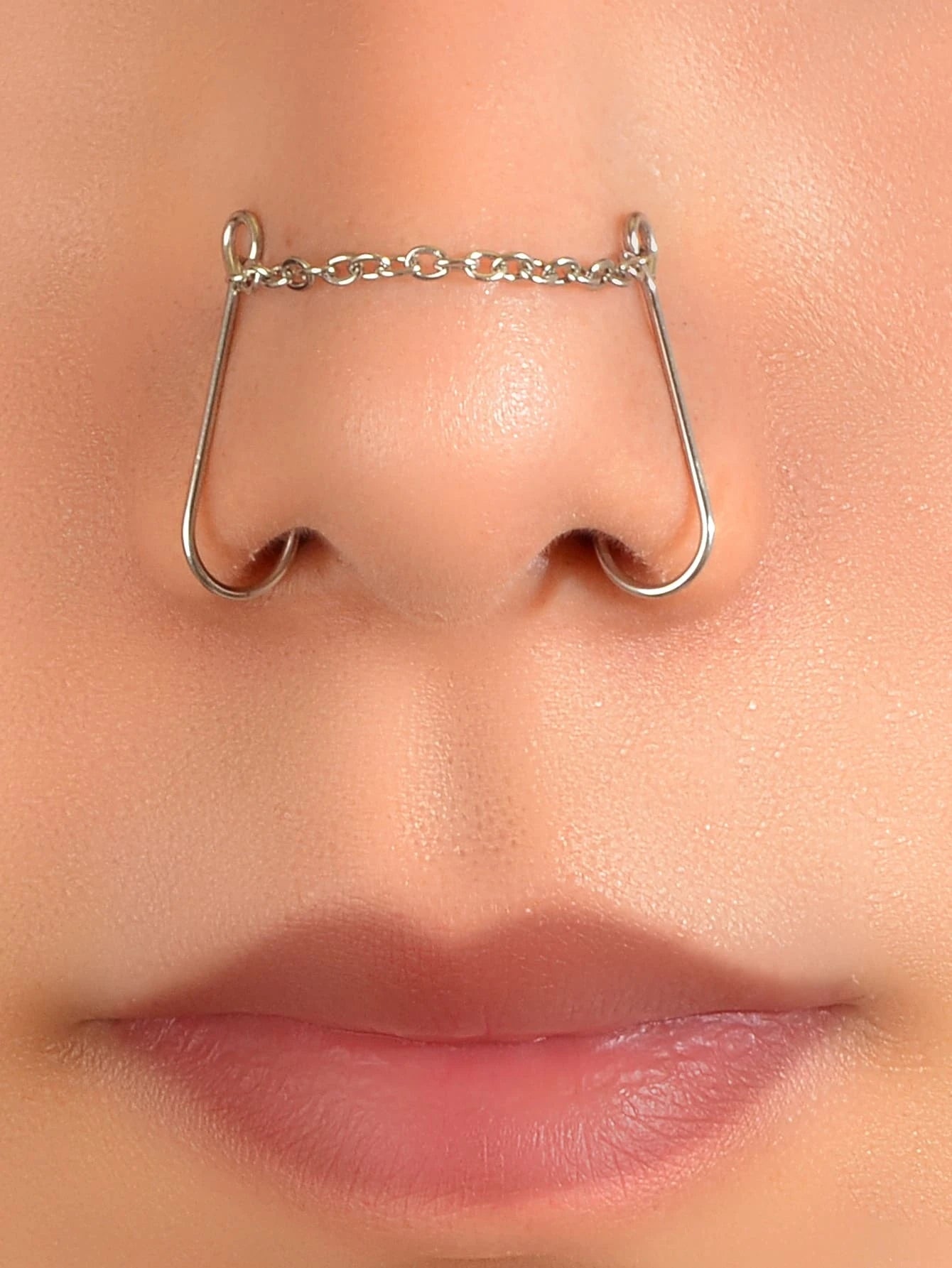 1pc Geometric Chain Link Punk Fake Nose Ring Lip Nose Body Piercing Jewellery